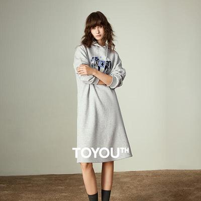 Chuyu Women's Embroidered Horse Hooded Fleece Dress