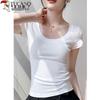 Women's Slim Fit U-Neck Cotton Short Sleeve T-Shirt
