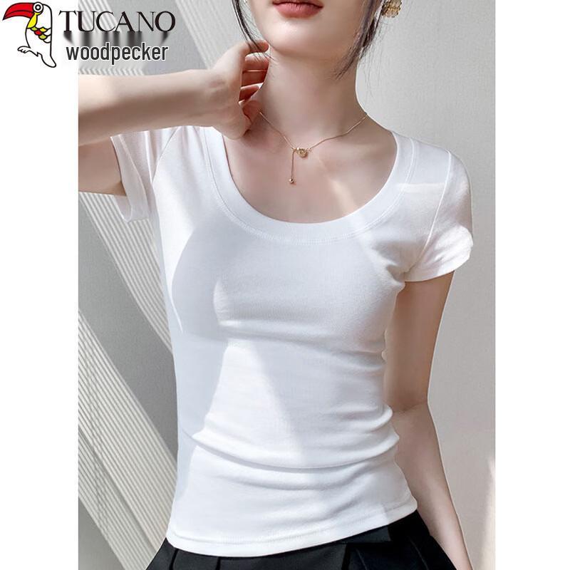 Women's Slim Fit U-Neck Cotton Short Sleeve T-Shirt
