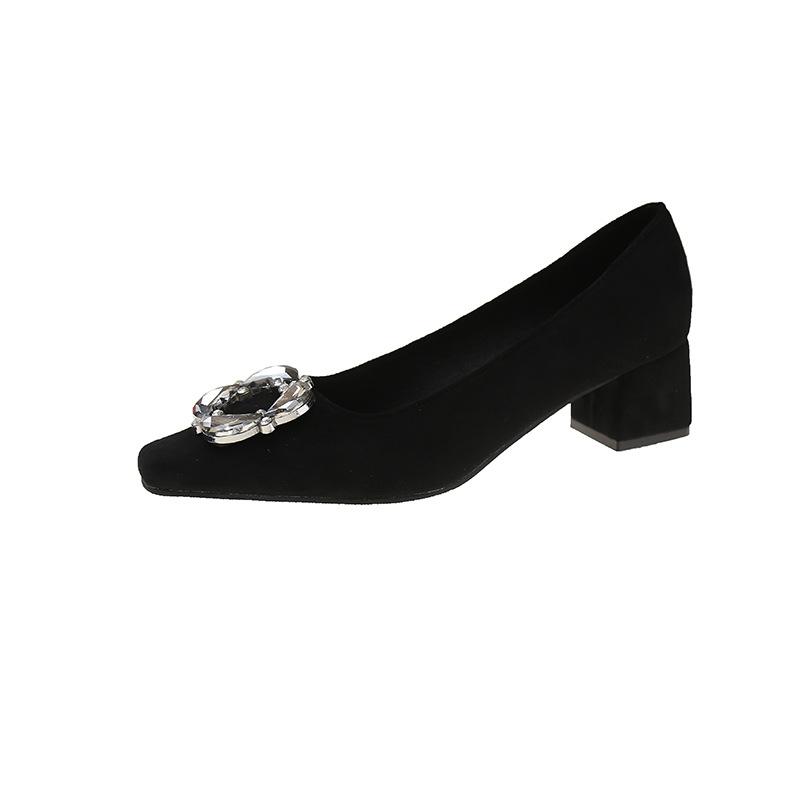 Francuskie szpilki z cyrkoniami damskie 2025 wiosna i jesień nowe moda wszechstronne temperament płytkie usta dojazdowe profesjonalne buty do pracy