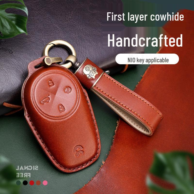 NIO EC6/ES6/ES8 Genuine Leather Key Case with Cowhide Shell & Buckle