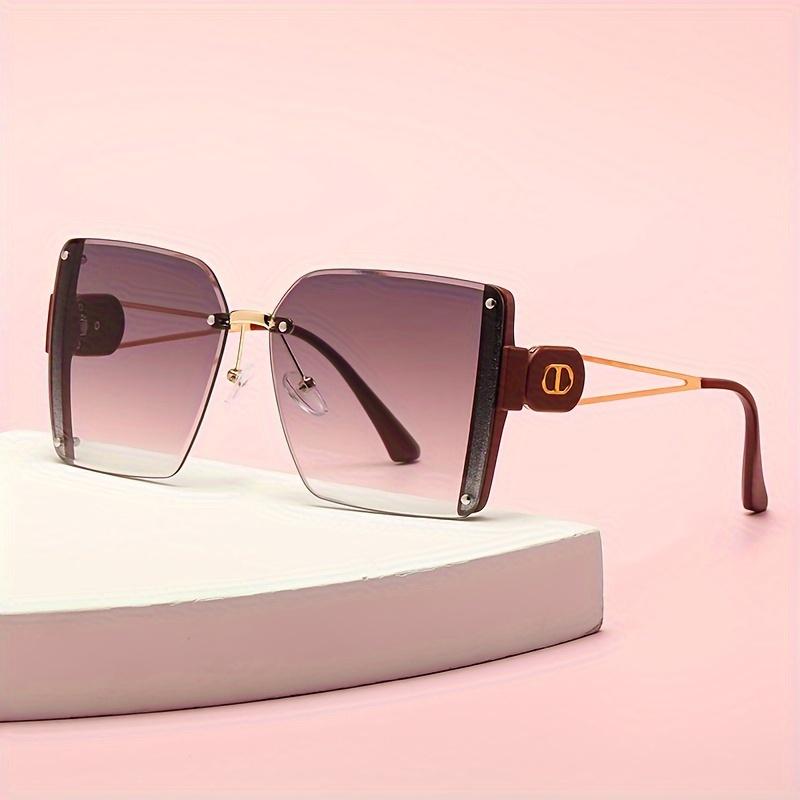 Fashion trend new women's frameless edge cutting metal sunglasses Fashion travel sunshade sun protection sunglasses