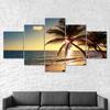 Sunset Beach Coconut Tree Canvas 5 Piece Five Panel Print Modern Wall Art Poster Picture Home Decor Gift For Him For Her
