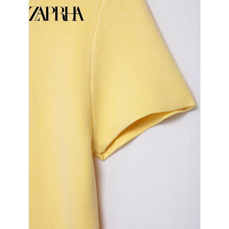 Zaprha 2025 Summer New Fashionable Lightweight Jewelry Decoration Short sleeve round Neck Knit Women 5755039