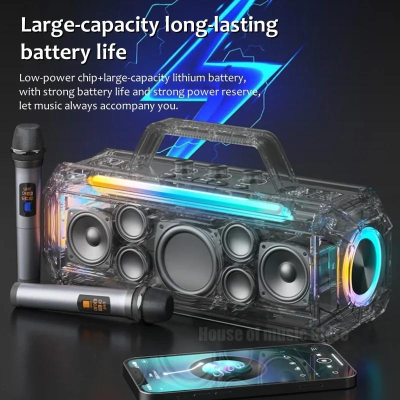 300W Peak Powerful RGB Shock Bass Bluetooth Speaker with 2 Mics Portable Surround Sound Wireless Subwoofer Boombox Home Karaoke