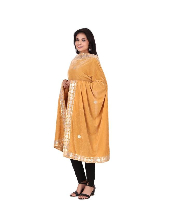 TreegoArt Fashion Women's Velvet Blend Embroidered Gota Pati Lace Border Dupatta Chunni - Pack Of 1