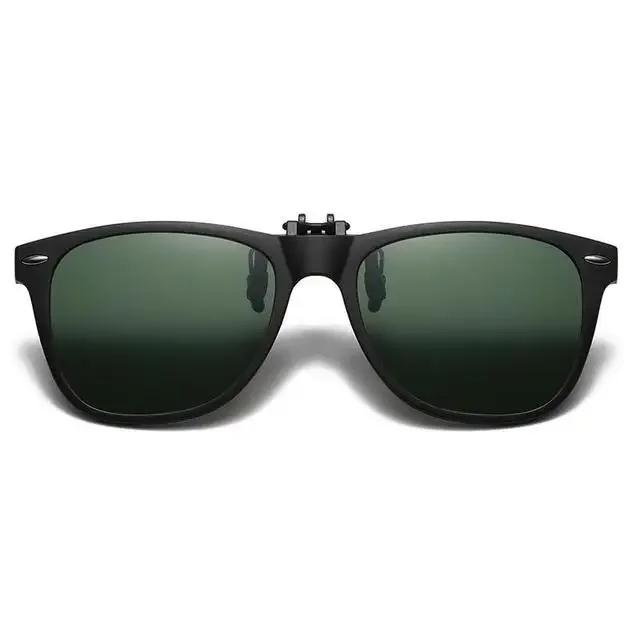 Men's Polarized Clip-On Sunglasses Vintage Square Design Anti-Glare Night Vision Driving Goggles