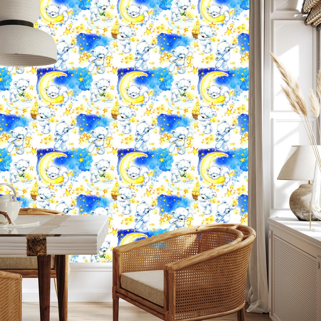 Teddy bears stars and moons wallpaper for living room and bedroom 50x1000