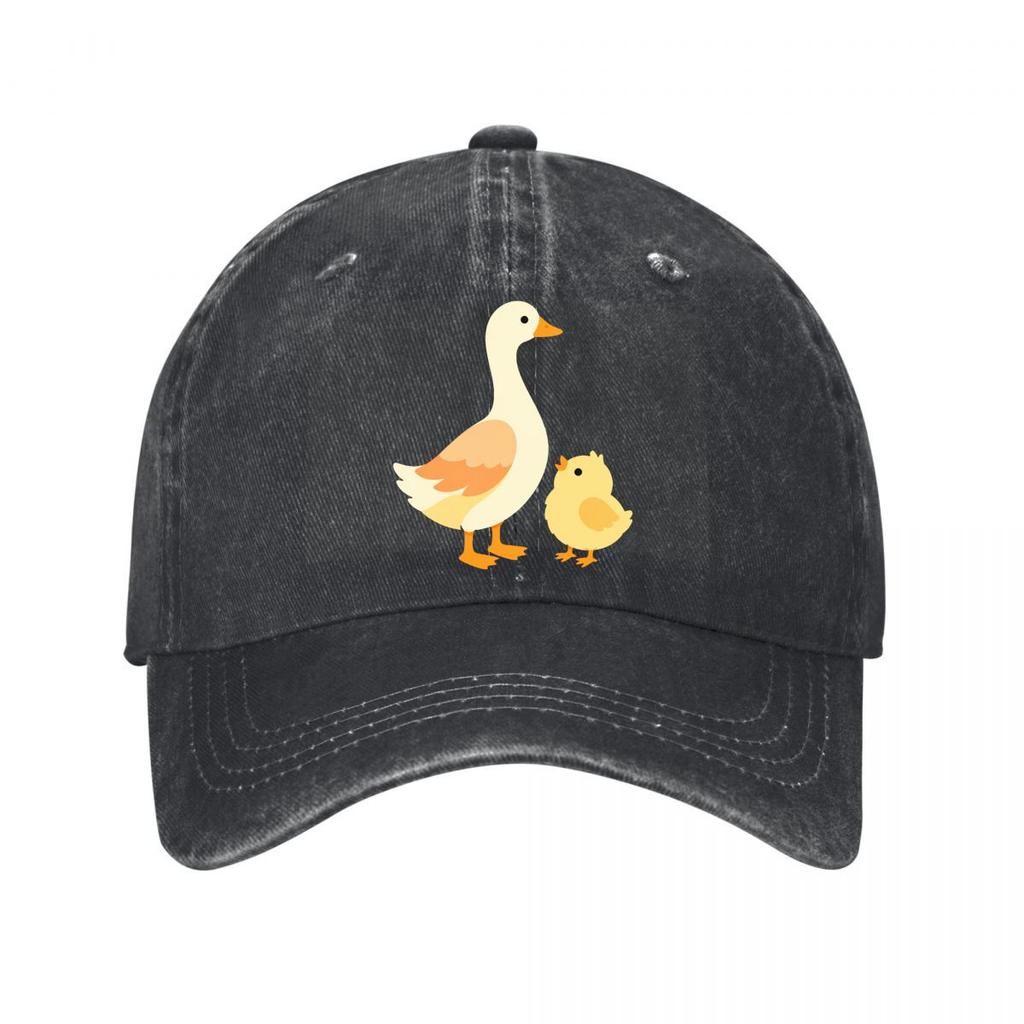 Playful Goose And Chick Duo Graphic Washed Baseball Cap Outdoor For Womens Unisex FeUnisex Dad Hat