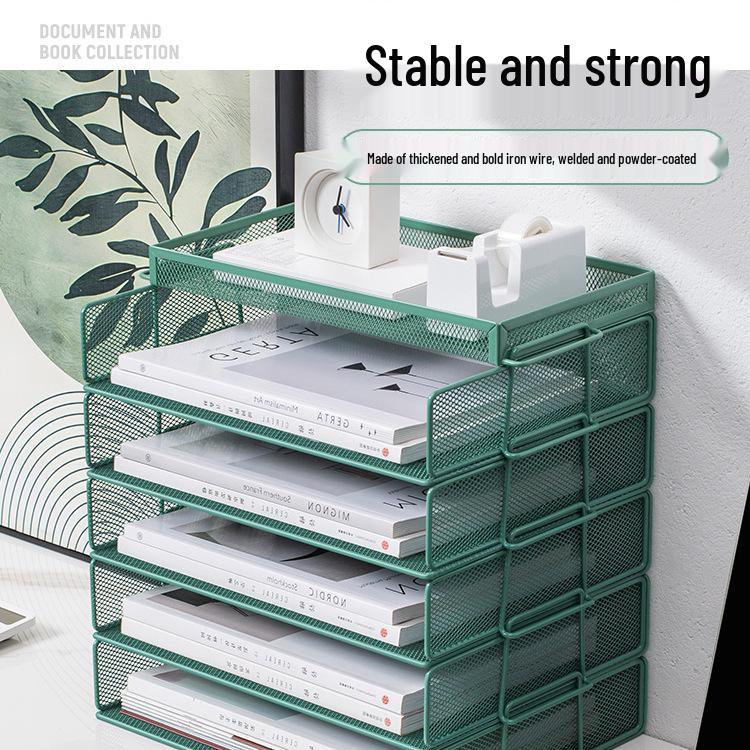 Multilayer A4 Metal Desktop File Organizer and Storage Rack Set for Office Supplies