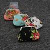 Portable Mini Coin Purse Canvas Rose Floral Print Clutch Wallet Metal Hasp Credit Card Holder for Women
