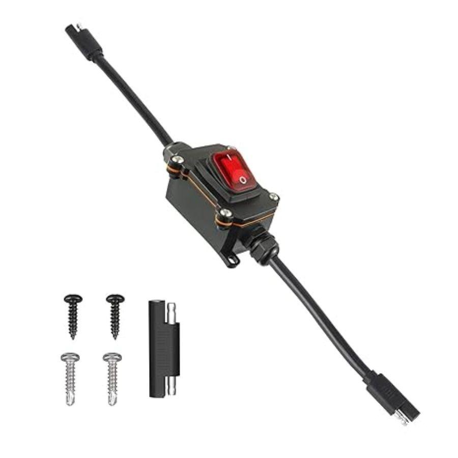 12V Power Switch with IP67 Waterproof Rating, 14AWG Cable with ON/Off Switch, Qu