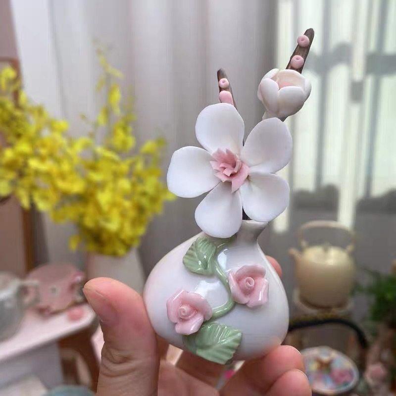 Ręcznie ugniatana ceramiczna waza na kwiaty, prosta, hydroponiczna, mała, kreatywna, mini, mała, świeża, dekoracja, ozdoba, salon