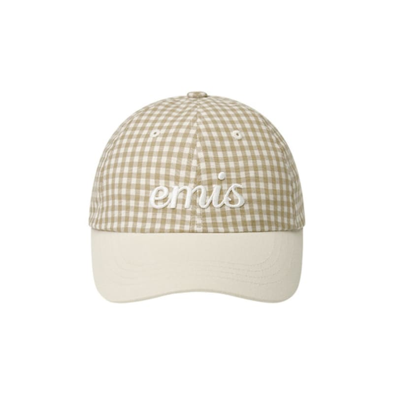 

EMIS GINGHAM CHECK BALL CAP-BEIGE BEIGE