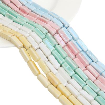 [6x15mm] 5pcs/Bag Cuboid Beads Colored Ceramic Beads Charm Loose Spacer Beads for Earring Bracelet Necklace DIY Jewelry Making Accessories