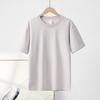 Kurzarm-T-Shirt aus reiner Baumwolle mit Rundhalsausschnitt für Damen, einfarbig, halbärmeliges Basis-T-Shirt
