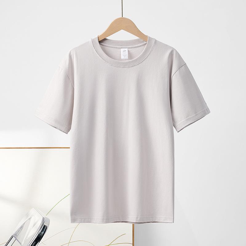 Kurzarm-T-Shirt aus reiner Baumwolle mit Rundhalsausschnitt für Damen, einfarbig, halbärmeliges Basis-T-Shirt
