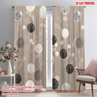 2pcs,2D Plane Printing Print Curtains Abstract Circle Fusion Versatile Fabric (without Rod) Decorations Outdoor Ldeal for