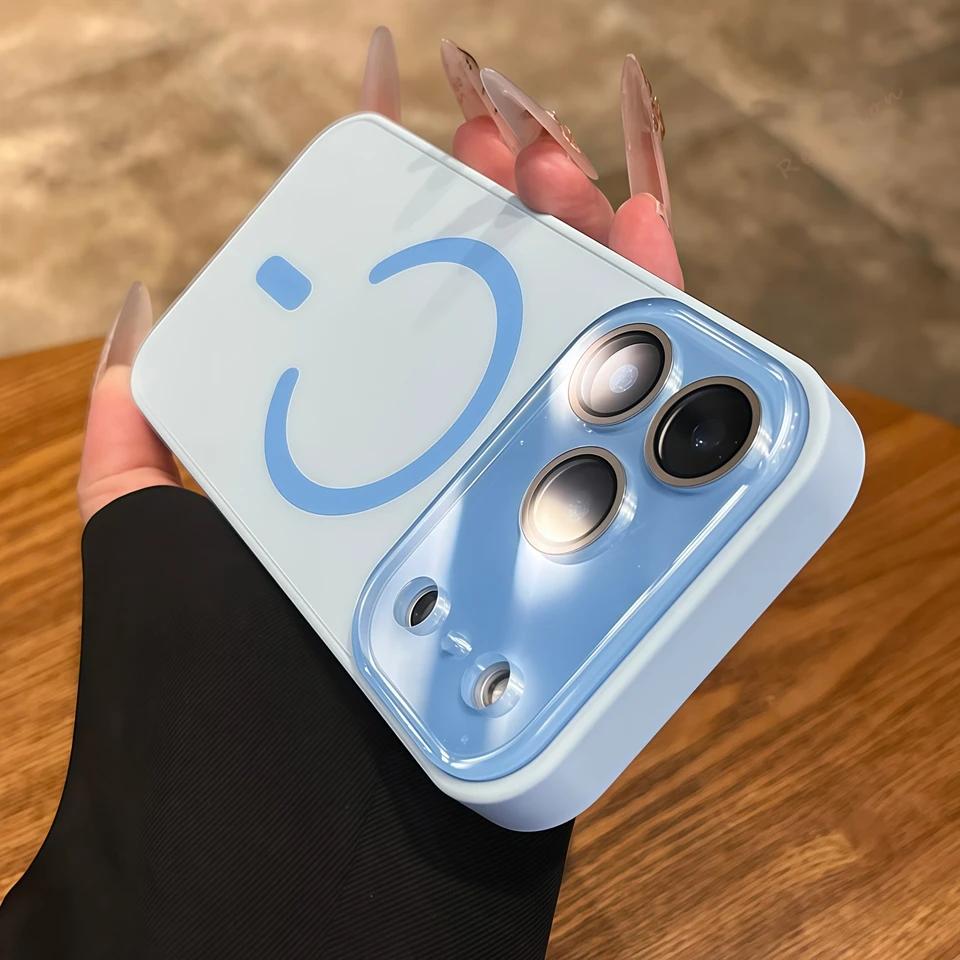 Official Original For Magsafe Magnetic Case For iPhone 17 Air 12 13 14 15 16 17 Pro Max Big Window Glass Lens Protector Cover