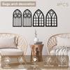 4 Pcs Arched Window Wall Mirror Acrylic Mirror Wall Stickers Decorative Windowpane Mirror Vintage Arch Mirror Wall Decor