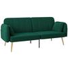 Convertible Sofa Bed, 2-seater, Click-clack, Velvet Fabric, Adjustable Backrest, Dark Green