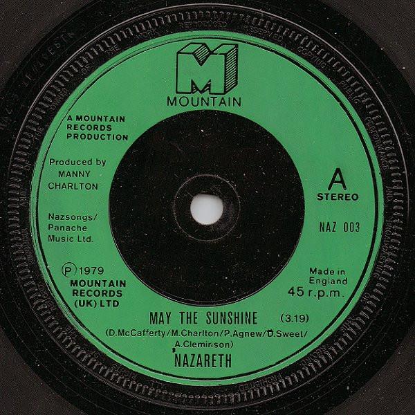 

7inch Record NAZARETH - May The Sunshine NAZ003 Mountain 1979 UK Rock Used