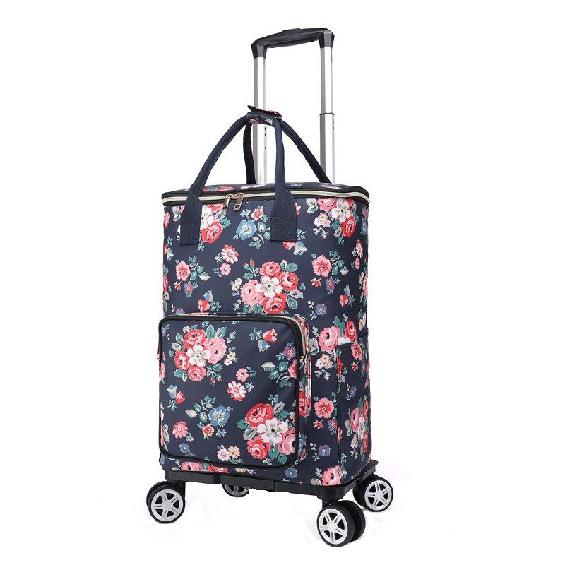 Stylish Insulated Foldable Shopping Cart with Universal Wheels