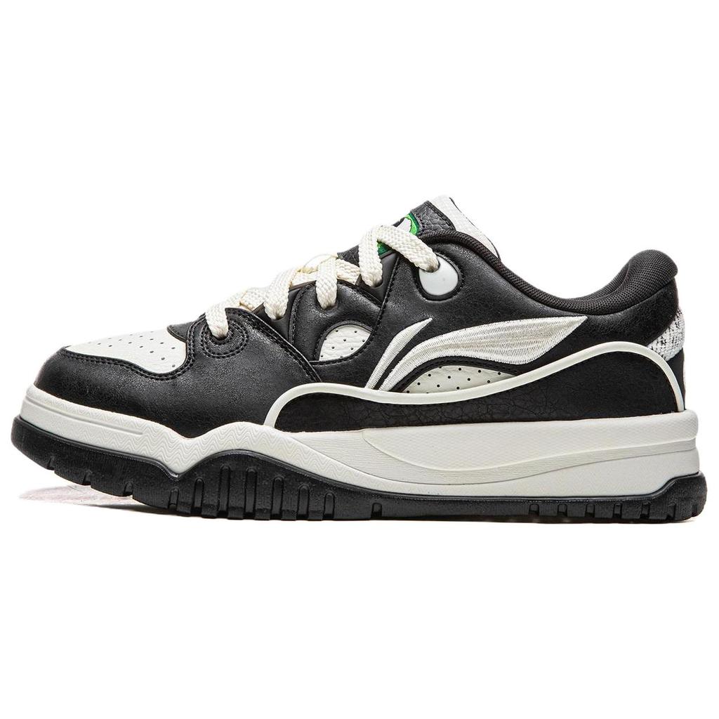 Li Ning Trendy Leap Slip Resistant Cushioning Abrasion Resistant Lightweight Low Top Skateboard Shoes Men's Black White AGCW011-2