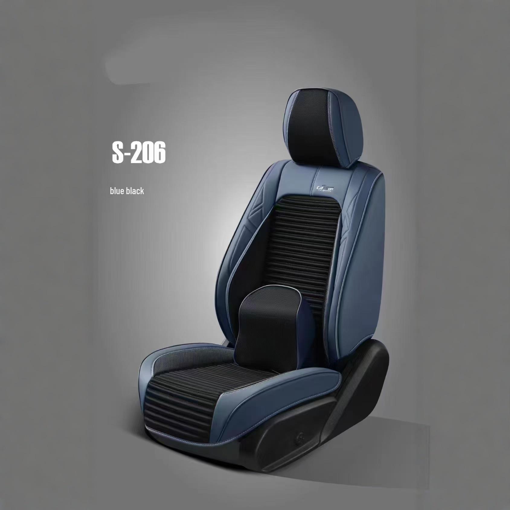 

Universal Four Seasons Nappa Leather Car Seat Cover - Wear-Resistant, Full Wrap, 9D Surround for Five-Seat Cars Full car five seats + 2 headrests + packaging