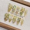 New Gilded Yellow Mid-Autumn Medium-Length Pointed Handmade Nail Tips