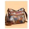 Neue Umhängetasche für Mütter mittleren Alters Patchwork Color-Block Mode Vintage Mehrfachfächer Große Kapazität Pendler-Schultertasche