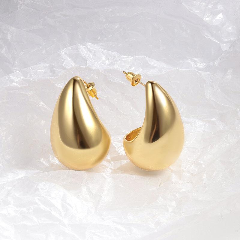 Elegant Gold Plated Waterdrop Earrings Minimalist Shiny Dangle Drop Earrings Versatile Fashion Jewelry For Women Daily Wear