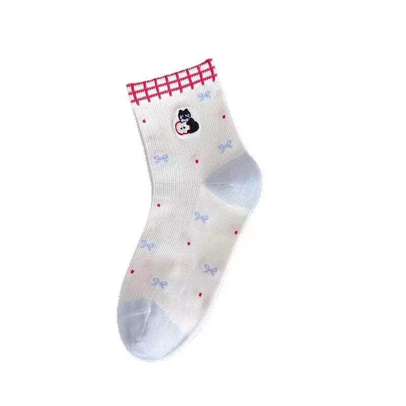 Cute Cartoon-style Children's Summer Light-weight Ankle-length Socks with Lace and Polka Dots, Without Bones, Made of Soft Cotton.