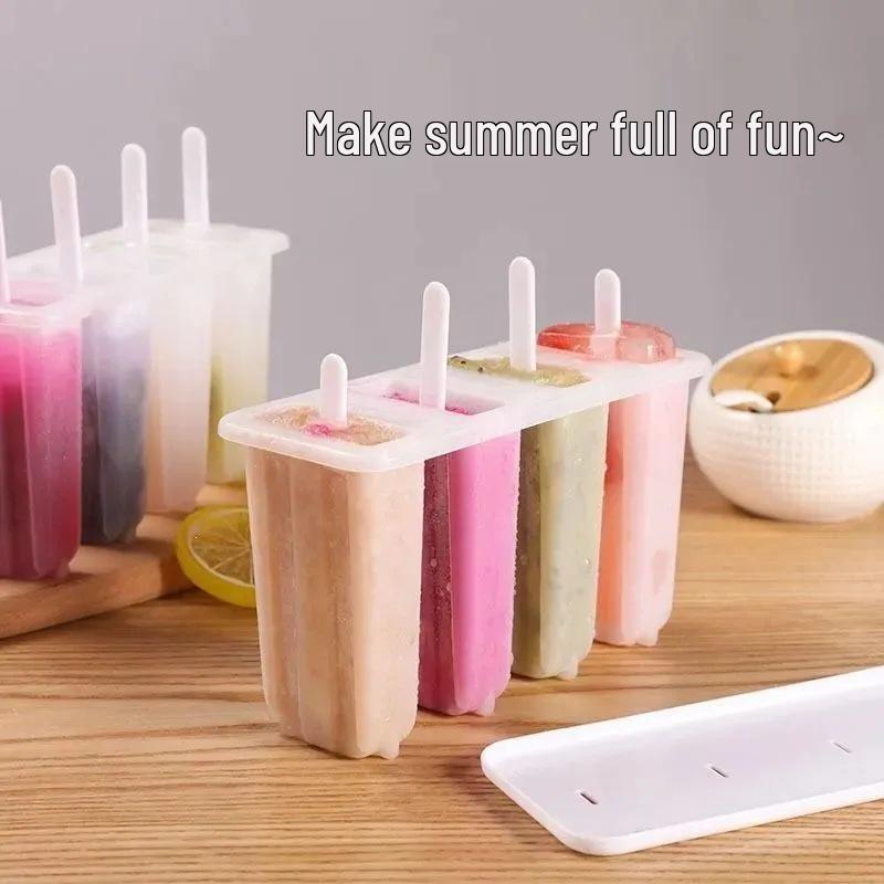 4-Piece Cute Popsicle Molds with Lids for Homemade DIY Ice Cream