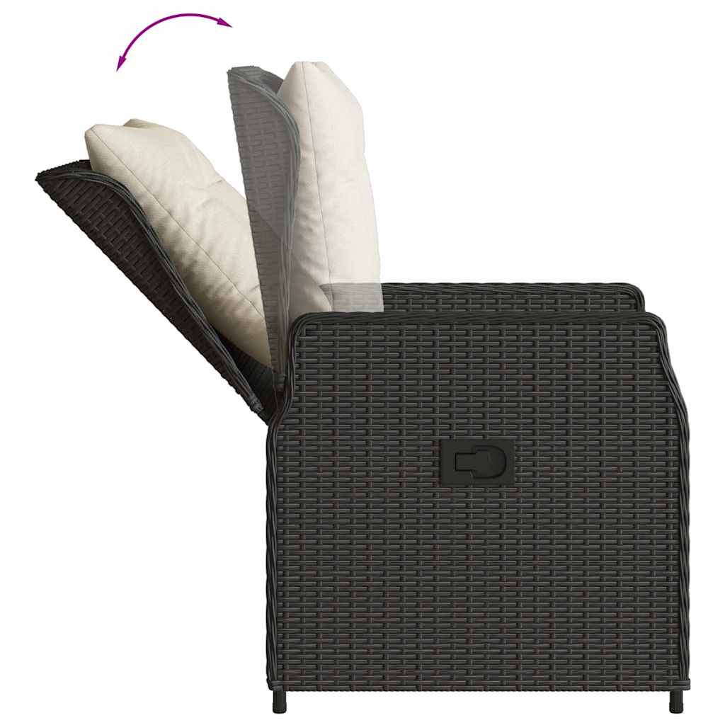 Vidaxl 5-Cz. Garden Furniture Set With Cushions, Black, Poly Rattan