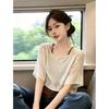 Lazy Wind Bat Sleeve Hollow Inner Short Sleeve Knitted T-shirt Women's New Summer Loose Versatile Top