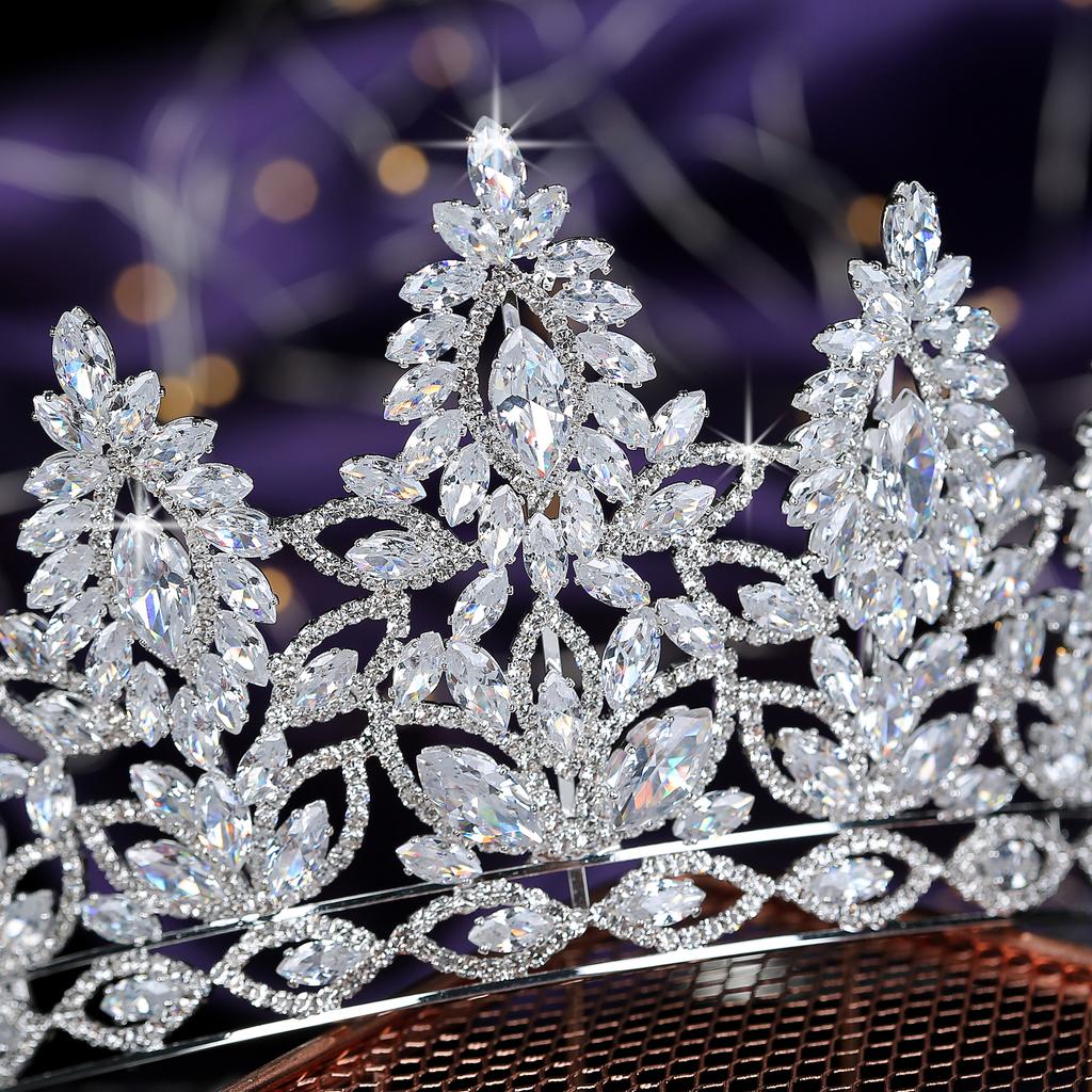 Echsio New Big Eye Zircon Bridal Copper Crowns Luxury Rhinestone for Women Wedding Accessories Tiaras for Women Party BC4626