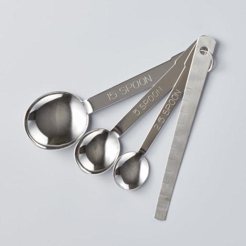 Kai Corporation KAI Stainless Steel Measuring Spoons, Set of 3 (Tablespoon, Teaspoon, 1/2 Teaspoon), Thin, with Spatula, Dishwasher Safe, Silver, KAI