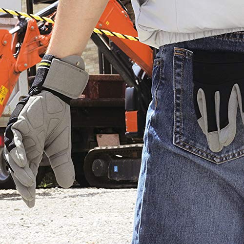 Fuji Gloves Work Gloves, Tenkyu Leather, Vibration-Dampening Gloves, Size L, Black/Gray, 0025