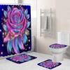 Creative Fashion Series Shower Curtain Floor Mat Combination Four-Piece Set Bathroom Toilet Carpet Shower Room Mat Foot Mat