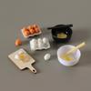 1:12 Dollhouse Mini Egg Frying Pan Kitchenware Model Dollhouse Kitchen Scene Accessories Children Pretend Play Toys Kit