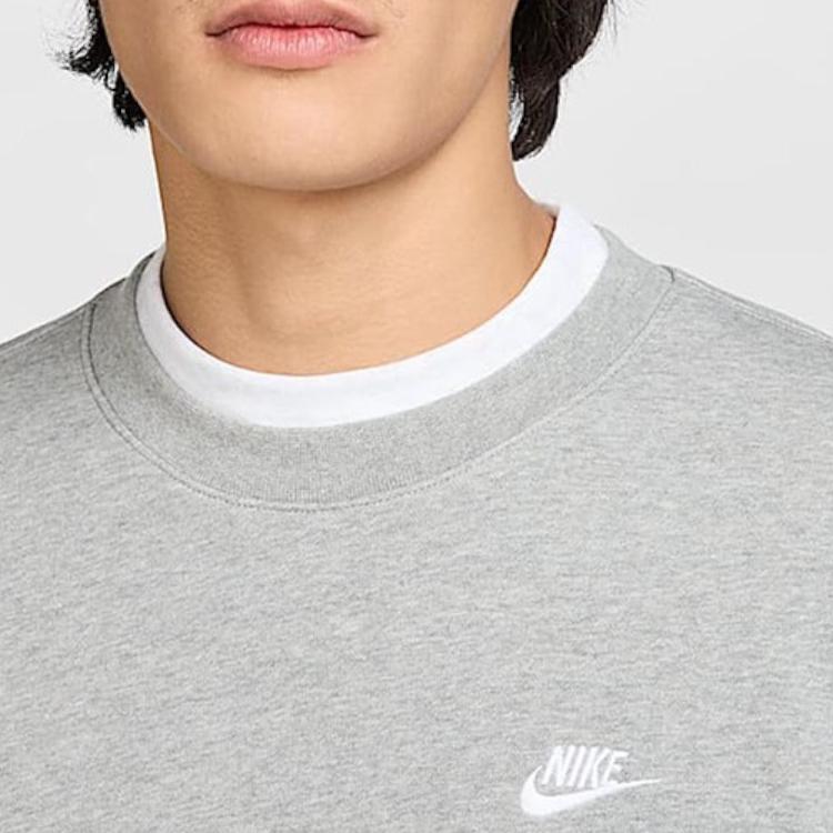 Nike Club Casual Simple Round Neck Pullover Sweatshirt Men sweatshirt Dark-Gray White FN3889-063
