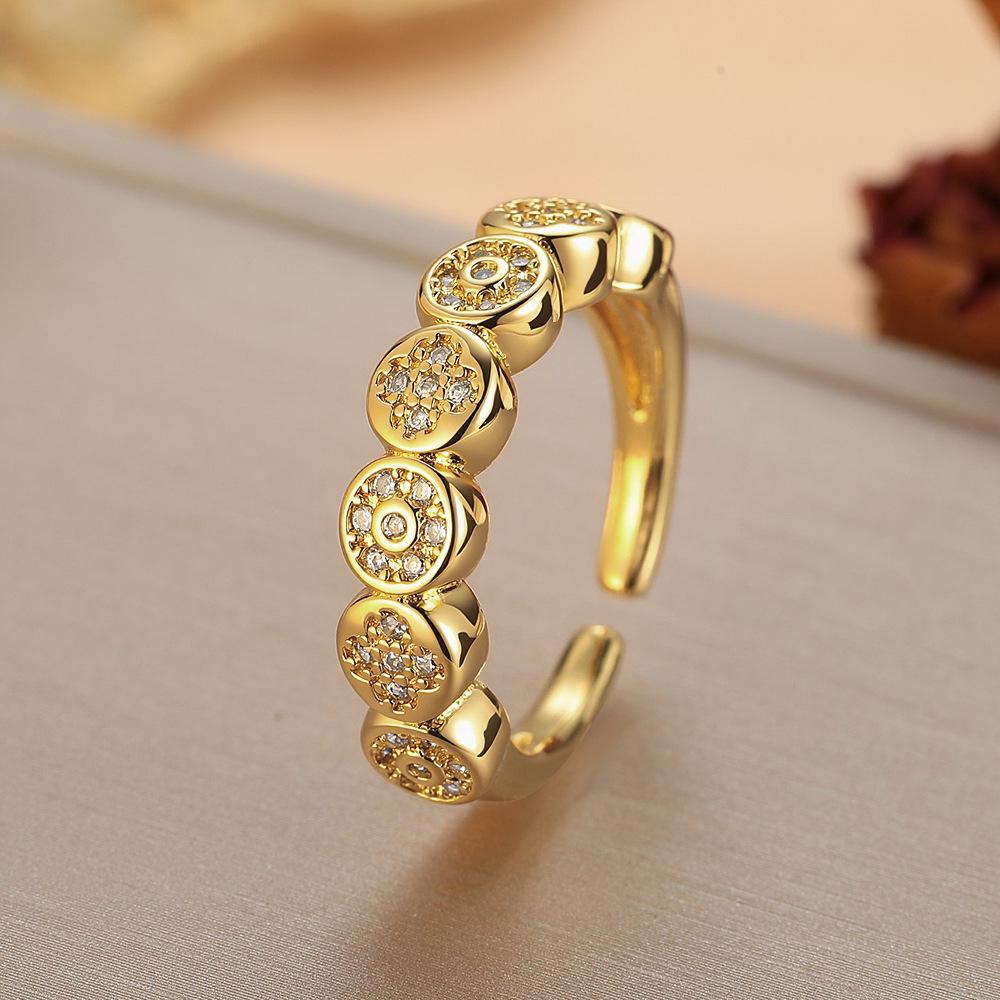 Korean Style Rhinestone Adjustable Star Ring with Micro-Set Zirconium