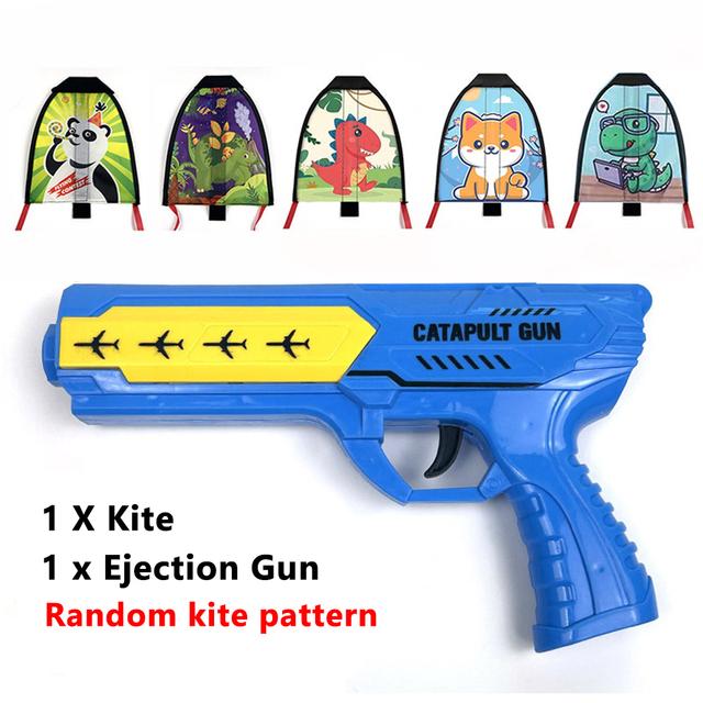 

Пистолет для выброса воздушного змея, детский скользящий пенопластовый авиационный пистолет, спортивная сетка для мальчиков на открытом воздухе, красный игрушечный змей синий