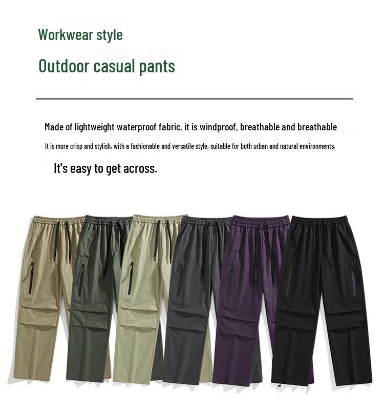 2024 Men's Trendy High Street Cargo Pants: Spring/Autumn, Handsome Loose Fit, Waterproof for Outdoor and Mountaineering