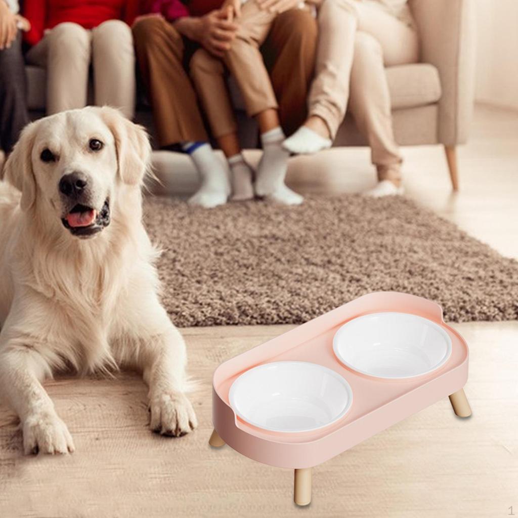 Cat Dog Water Food Bowl Easy to Feeding Dish Raised for Kitten Small Medium Dogs