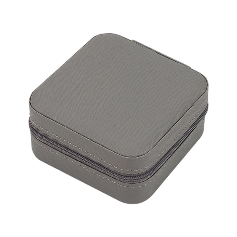 Jewelry Storage Box with Mirror, Compact Travel Case with Ring Rolls, Necklace Hooks and Zip-Around Closure Design