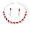 Jewelry Set Colored Water Drop Necklace Earrings Two-Piece Set Bridal Wedding Dress Versatile Fashion Accessories Women