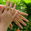 Cubic Zircon Irregular Hollow Opening Ring for Women, Geometric Twist Lines Stainless Steel Ring, Fashion Waterproof Jewelry