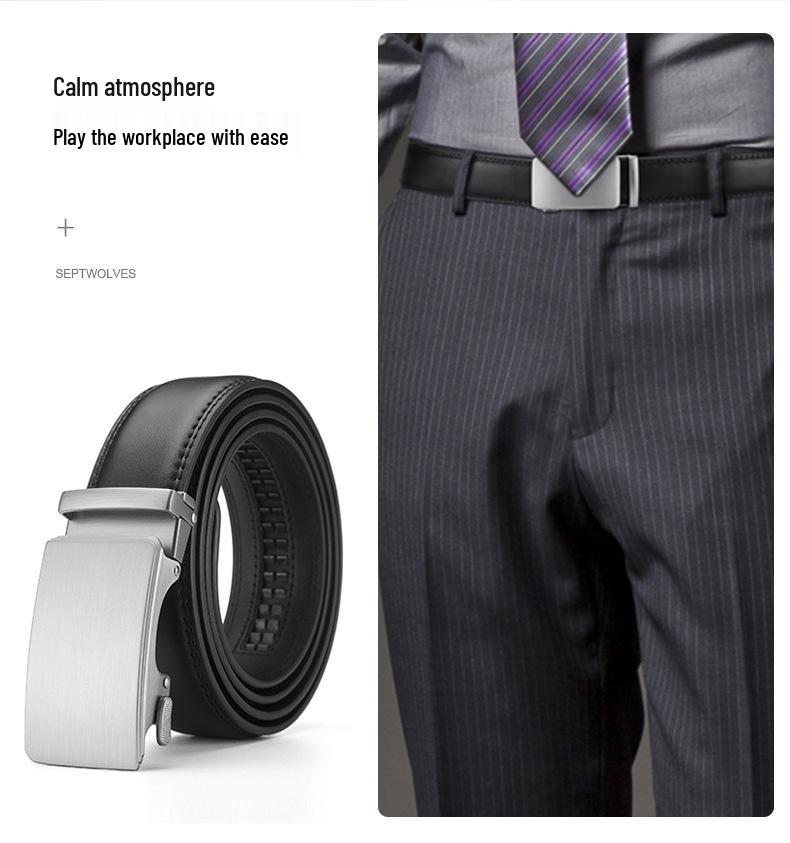 Men's Genuine Leather Automatic Buckle Belt - Business Casual Versatile Design